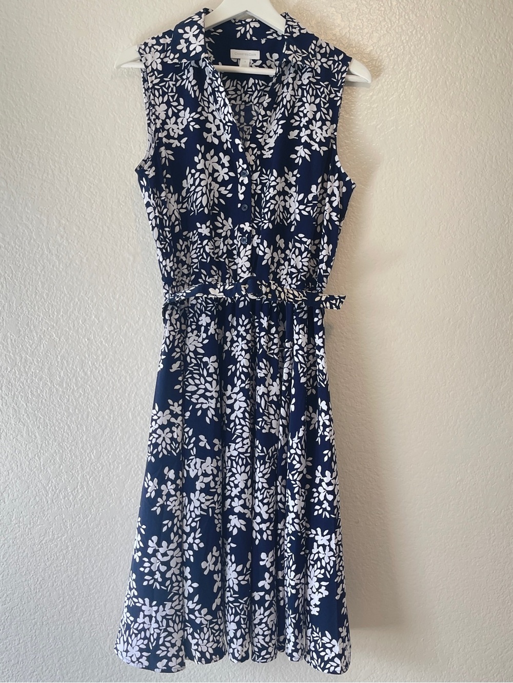 Charter Club Navy Nautical Floral Dress with belt— Size 8